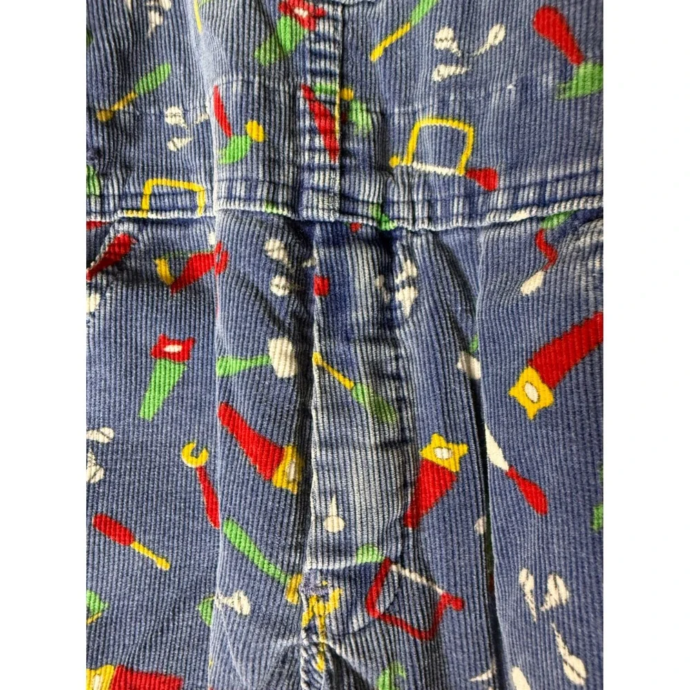 Vintage‎ Oshkosh blue corduroy overalls all over tool print boys size 4